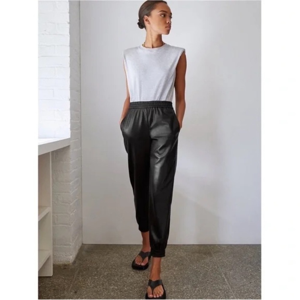 Aritzia Babaton Faux Leather Jogger Pant Black